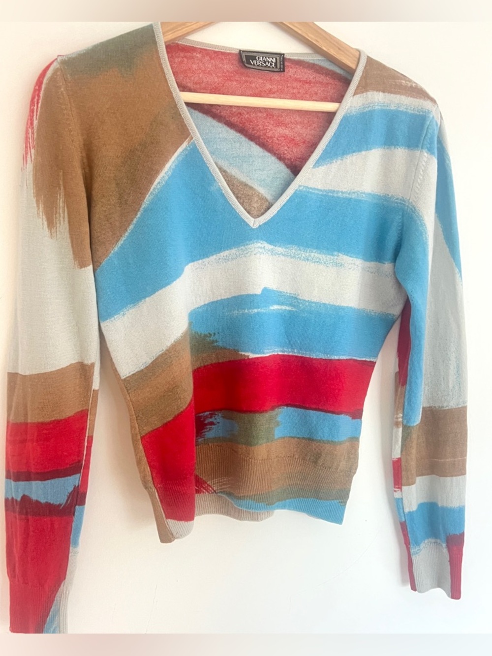 Documented Gianni Versace Couture Statement Knit 2001 Abstract Print Italy Rare